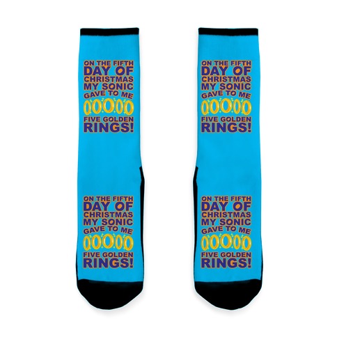 On The Fifth Day Of Christmas My Sonic Gave To Me Parody Socks