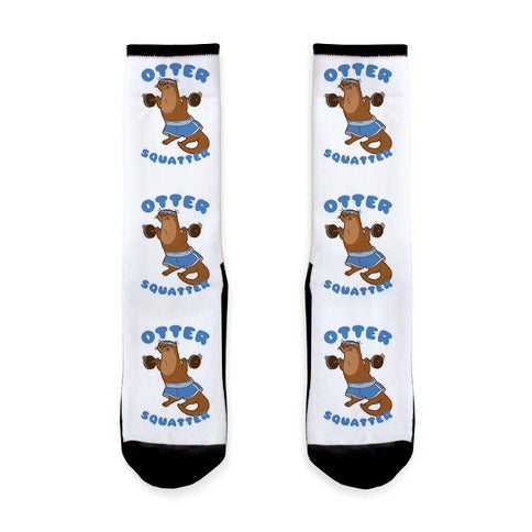 Otter Squatter White Print Socks