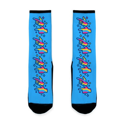 Pansexual Pride Finger Guns Socks