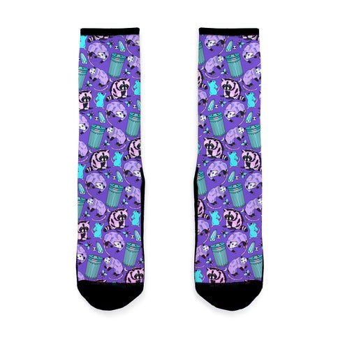 Pastel Goth Trash Animals Pattern Socks