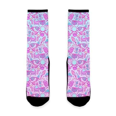 Pastel Goth Witch Pattern Socks