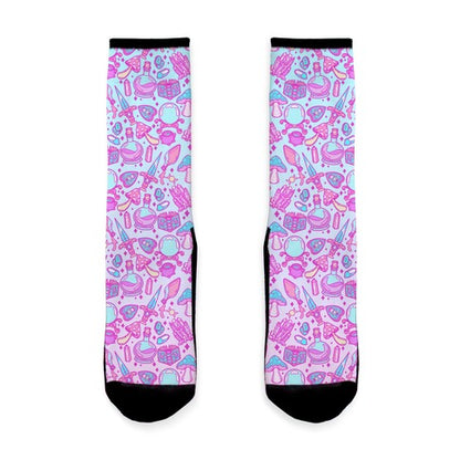 Pastel Goth Witch Pattern Socks