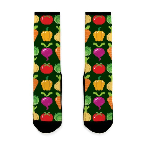 Pixel Vegetable Pattern Socks