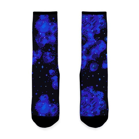 Pixelated Blue Nebula Socks