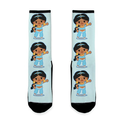 Princess Crossing Jasmine Parody Blue Socks