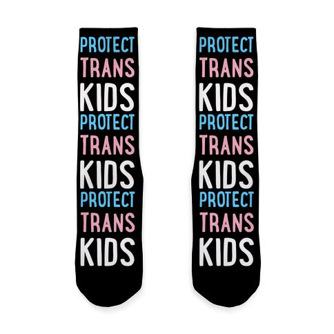 Protect Trans Kids White Print Socks