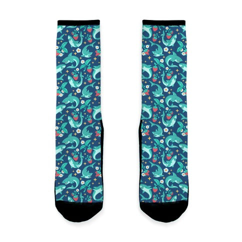 Punk Strawberry Sharks Pattern Socks