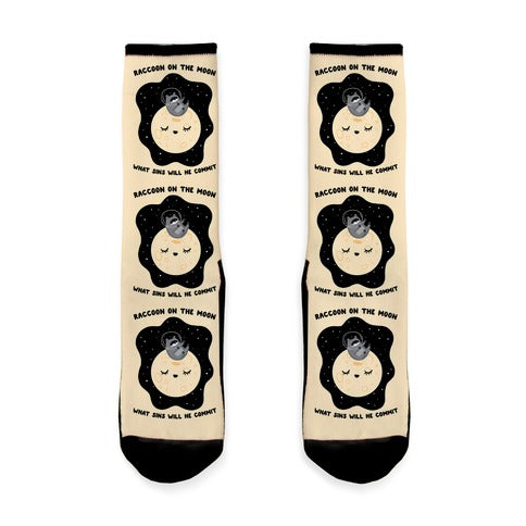 Raccoon On The Moon What Sins Will He Commit Socks