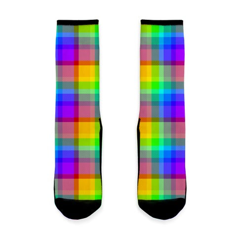 Rainbow Plaid Socks