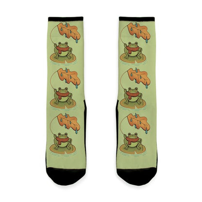 Rainy Fall Frog Socks