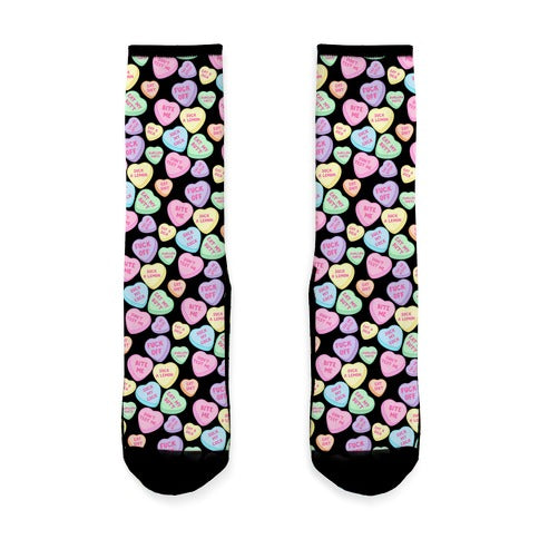 Rude Sassy Candy Hearts Pattern Socks