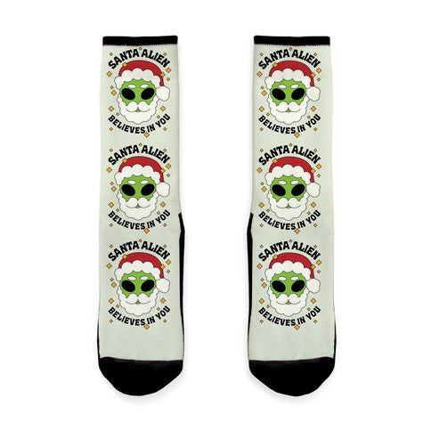 Santa Alien Believes in You Socks