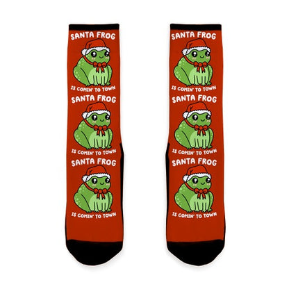 Santa Frog Is Comin' To Town Socks