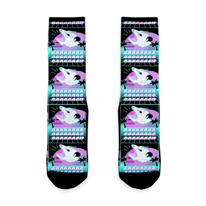 Screaming Retrowave Possum Socks