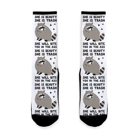 She Is Beauty She Is Trash Raccoon Socks