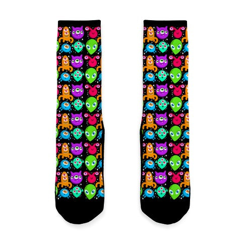 Silly Aliens Pattern Socks
