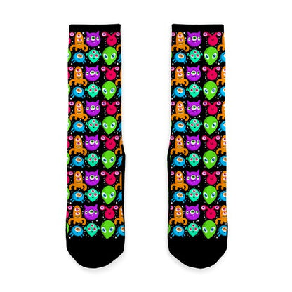 Silly Aliens Pattern Socks