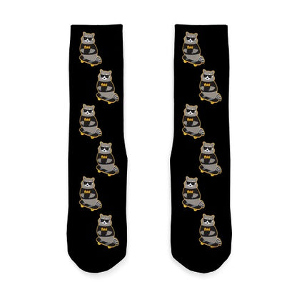 Skate Trash Raccoon Parody Socks