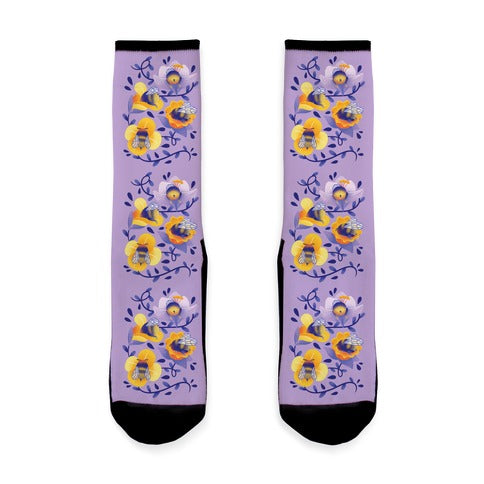 Sleepy Bumble Bee Butts Floral Socks