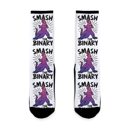 Smash The Binary Genderfluid Kaiju Socks