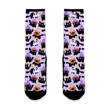 Spooky Black Cats Pattern Socks