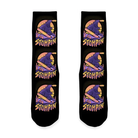 Stompin' Snowboarding Godzilla Socks