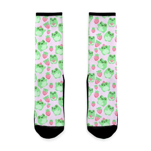 Strawberry Frogs Pattern Socks