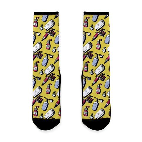 Tattoo Supplies Pattern Socks