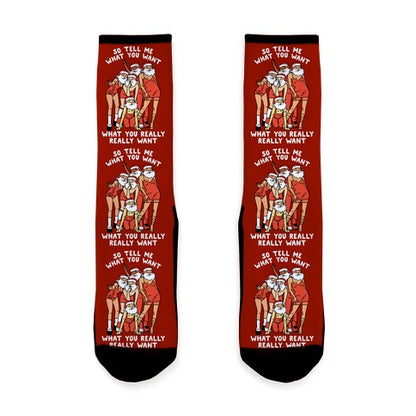 Tell Me What You Want Santa Spice Socks