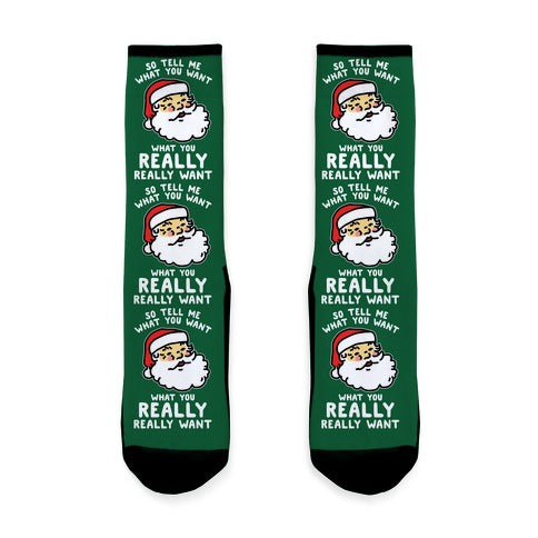 Tell Me What You Want Santa Socks