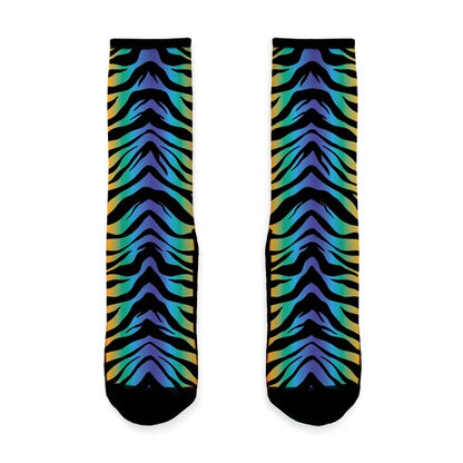 Tiger Stripe Rainbow 90s Pattern Socks