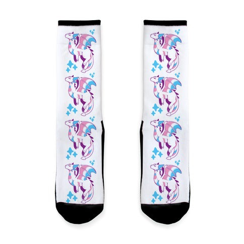 Trans Pride Dragon Socks