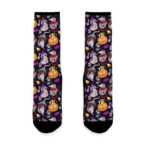 Trashy Animals Halloween Pattern Socks