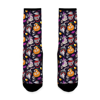 Trashy Animals Halloween Pattern Socks