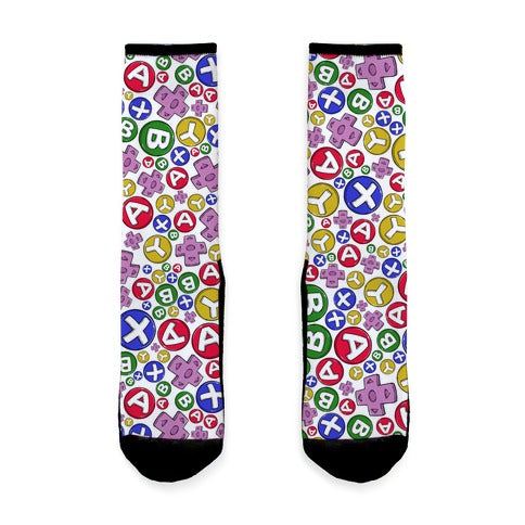 Video Game Controller Buttons Pattern Socks