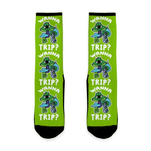 Wanna Trip? (Alien Mushrooms) Socks