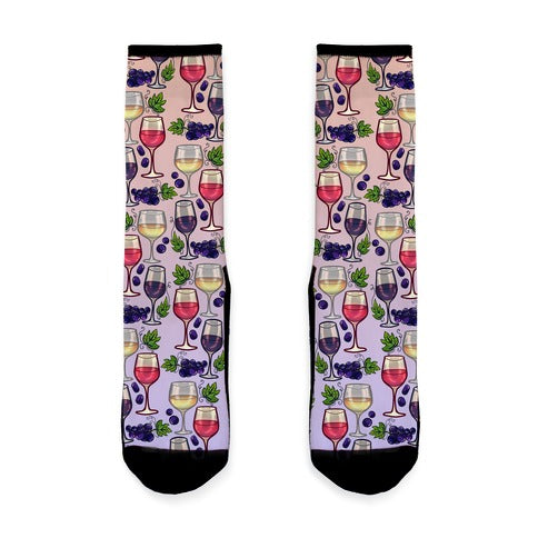 Wine and Grapes Pattern Socks