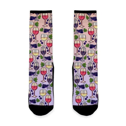Wine and Grapes Pattern Socks