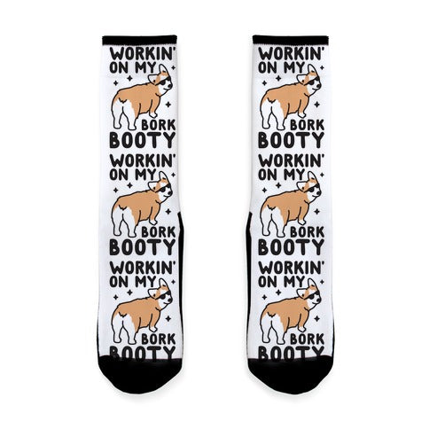 Workin' On My Bork Booty Corgi Socks