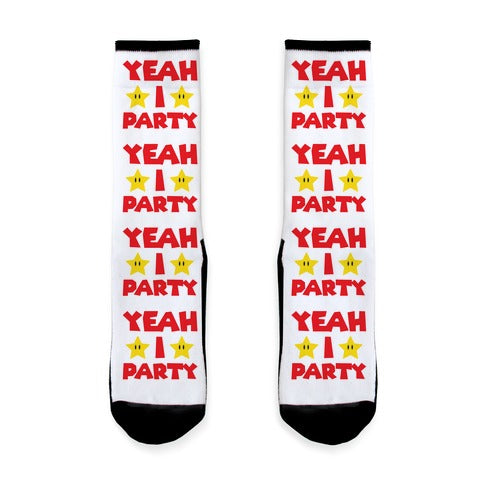 Yeah I Party Mario Parody Socks