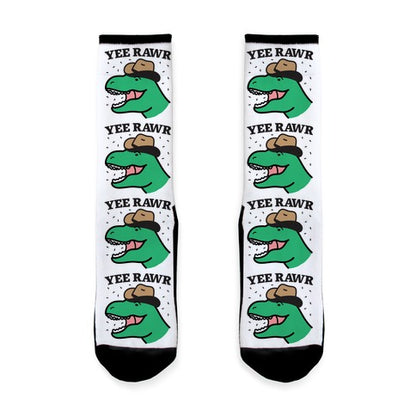 YEE RAWR Cowboy Dino Socks