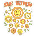 Be Kind Flower Power Smileys Die Cut Sticker