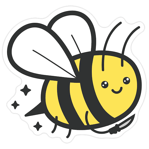 Bee With Knife Die Cut Sticker