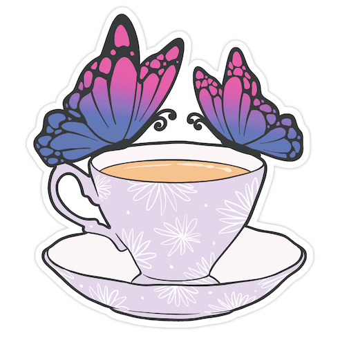 Bi Butterflies &Tea Die Cut Sticker