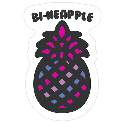 Bi-Neapple Bisexual Pride Pineapple Parody Die Cut Sticker