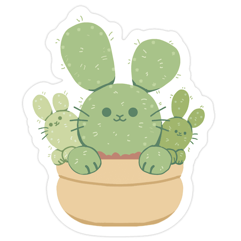 Bunny Ear Cactus Die Cut Sticker