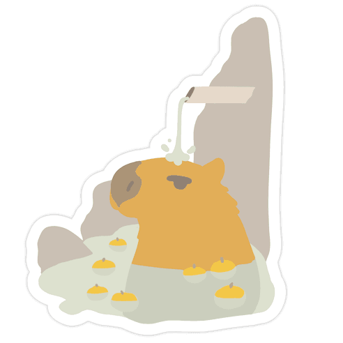 Capybara Hot Spring Die Cut Sticker