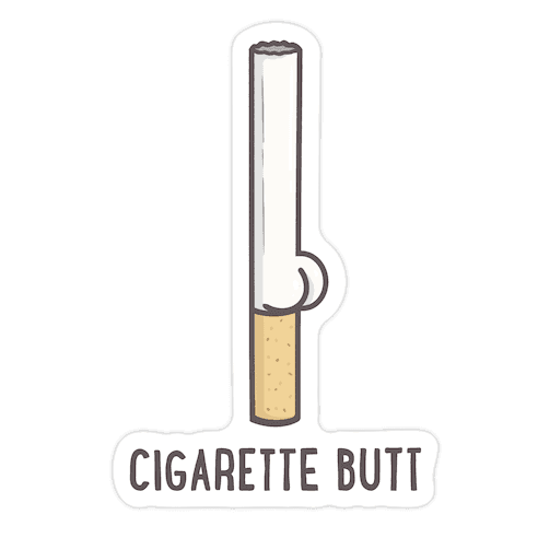 Cigarette Butt Die Cut Sticker