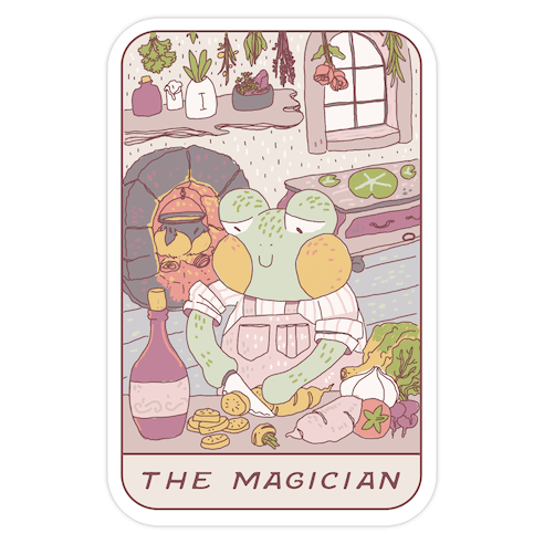Cottagecore Magician Tarot Card Die Cut Sticker