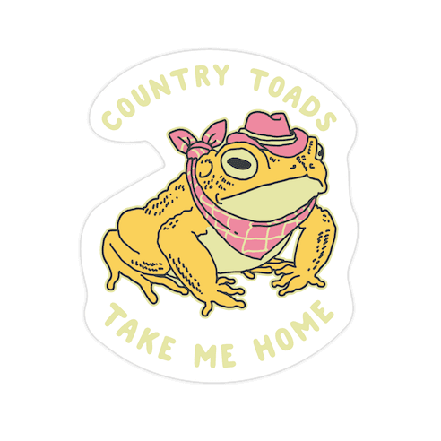 Country Toads Take Me Home Die Cut Sticker